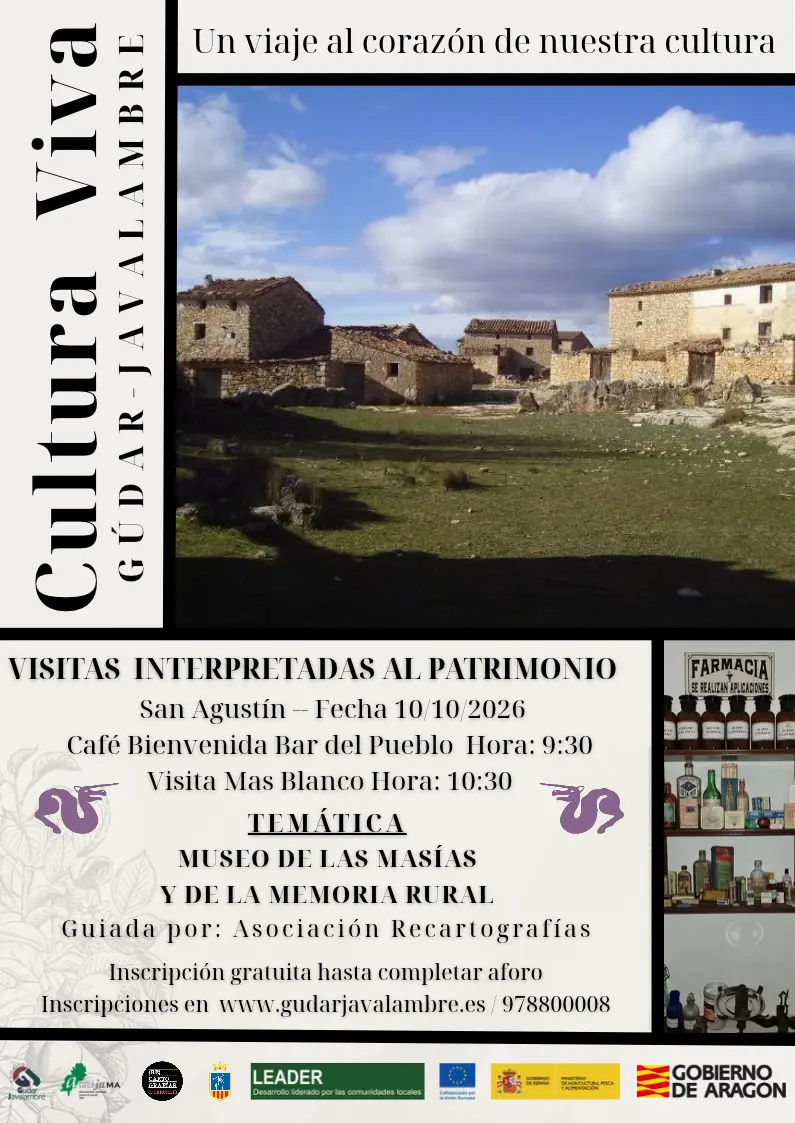 Cartel informativo visita patrimonial interpretada al Mas Blanco